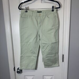 Lauren Jeans Co Ralph Lauren Womens 4P Green Cropped Mid Rise 100% Cotton VTG